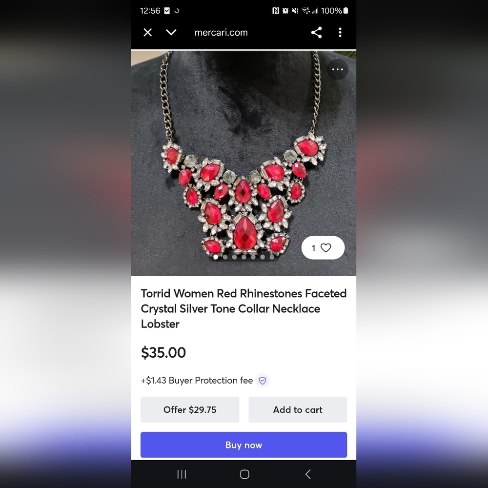 Torrid Red and Silver Gem Necklace - Picture 5 of 5